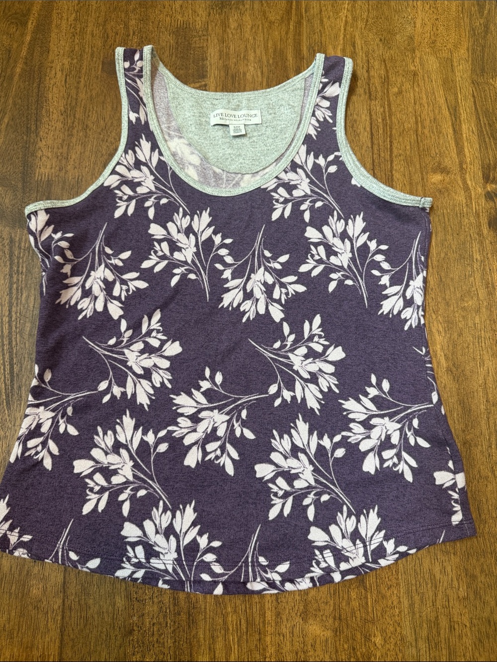 Karen Neuburger Purple Floral Scoop Neck Lounge Tank
